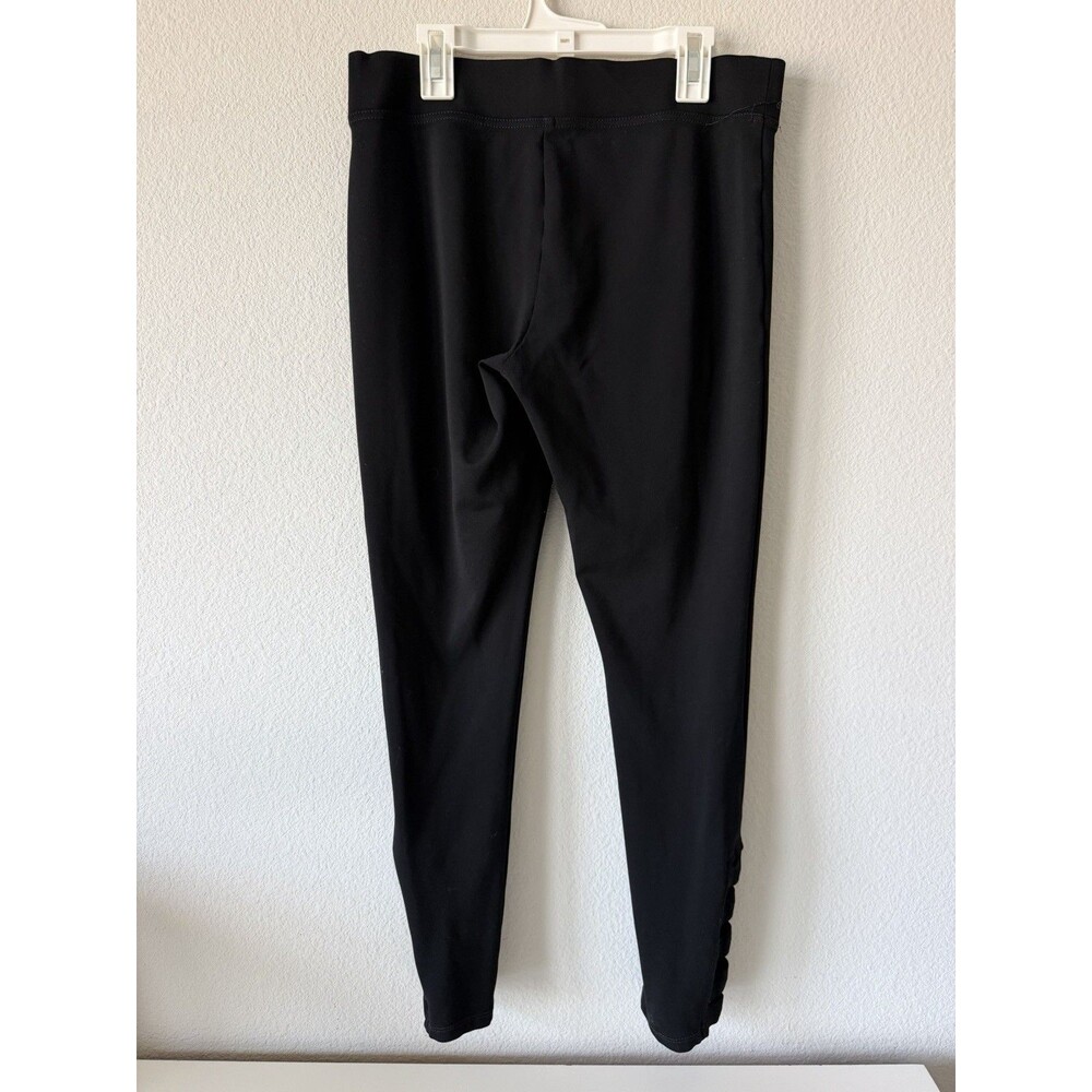 Cache Black Ankle Cutout Leggings Women Glam Pants Laser Stretch Elastic Waist M - Picture 10 of 10